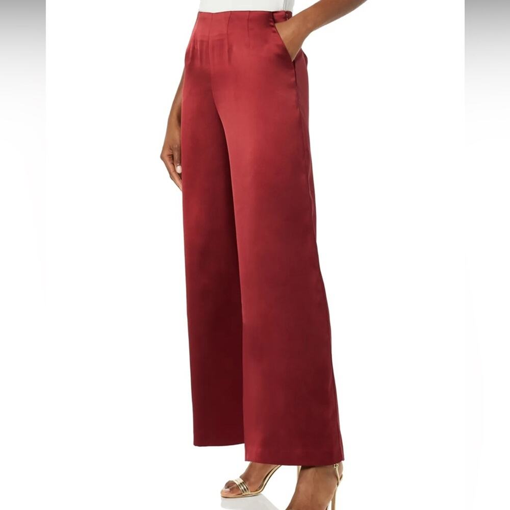 Satin Wide Leg Pant NWT 5X Rhubarb Burgundy Quiet Luxury Mob Wife Plus Size